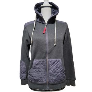 Prada Ribbed Quilted Gray Blue Full Zip Hoodie Sweatshirt Size M